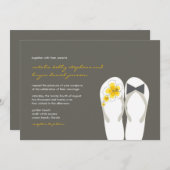 Mr & Mrs Yellow Flip Flops Invitation de mariage d (Devant / Derrière)