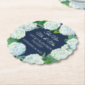 Mr. N Mrs. White Hydrangea Bloemenmarine Blauw Bru Kartonnen Onderzetters (Gekanteld)