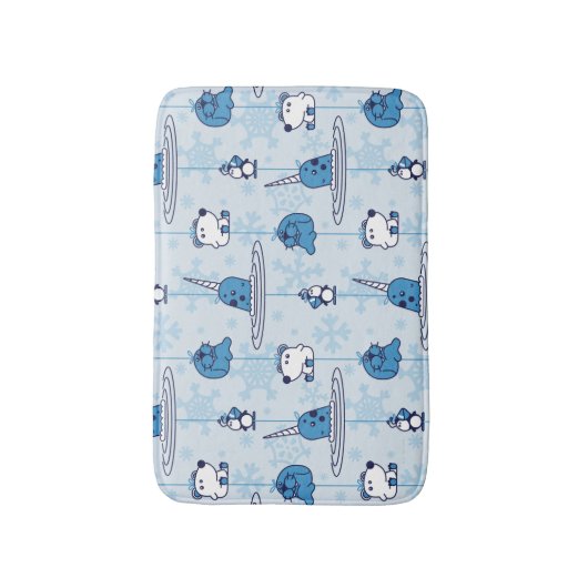 Mr. Narwhal Blue Snowflake Pattern Badmat (Voorkant Verticaal)