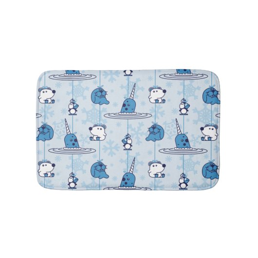 Mr. Narwhal Blue Snowflake Pattern Badmat (Voorkant)
