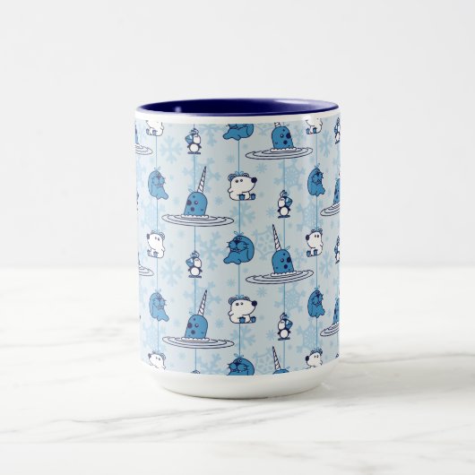 Mr. Narwhal Blue Snowflake Pattern Mok (Midden)