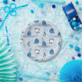 Mr. Narwhal Blue Snowflake Pattern Papieren Bordje (Feest)