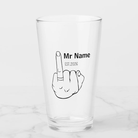 Mr Newly Wed Personalised Engagement Ring Finger  Glas (Voorkant)