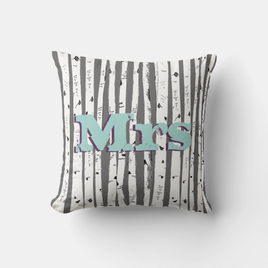 Mr of Mrs personalizes Birch Tree Kussens (Voorkant)