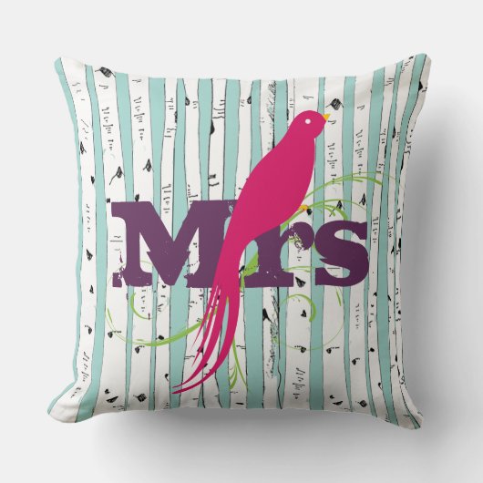 Mr of Mrs personalizes Birch Tree Kussens (Voorkant)