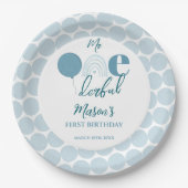 Mr One derful Blue Balloon First Birthday Papieren Bordje (Voorkant)