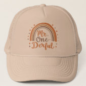 Mr. One Derful Trucker Hat | Stijlvolle eerste ver Trucker Pet (Voorkant)