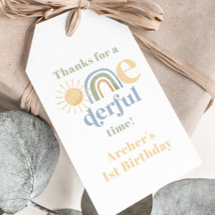 Mr. Onederful 1e Verjaardag Bijgesneden Dank u Lab Cadeaulabel
