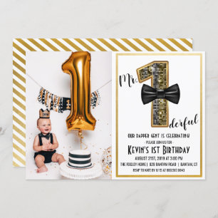 Mr. Onederful 1e verjaardag foto uitnodiging