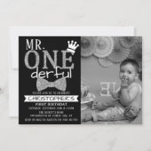 Mr. ONEderful 1st Birthday Photo Invitations (Devant)