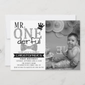 Mr. ONEderful 1st Birthday Photo Invitations (Devant)
