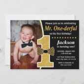 Mr ONEderful Birthday Invitation avec photo (Devant)