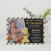 Mr ONEderful Birthday Invitation avec photo (Debout devant)