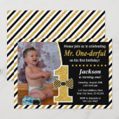 Mr ONEderful Birthday Invitation avec photo (Devant / Derrière)