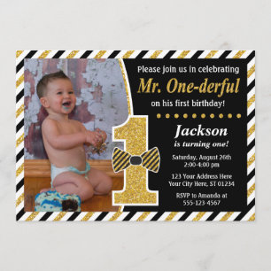 Mr ONEderful Birthday Invitation avec photo