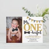 Mr ONEderful Birthday Invitation avec photo (Debout devant)