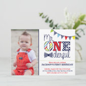 Mr ONEderful Birthday Invitation avec photo (Debout devant)