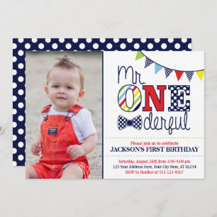 Mr ONEderful Birthday Invitation avec photo