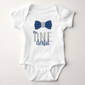 Mr. ONEderful Birthday Shirt in blauw en grijs (Voorkant)