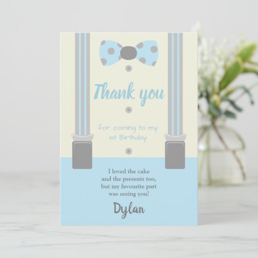 Mr. Onederful blauw en grijs boog stropdas Kaart (Staand voorkant)