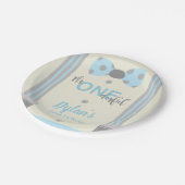 Mr. Onederful blauw en grijs boog stropdas Papieren Bordje (Gekanteld)