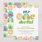 Mr ONEderful Boho Eerste Verjaardag Regenboog Kaart (Voorkant / Achterkant)