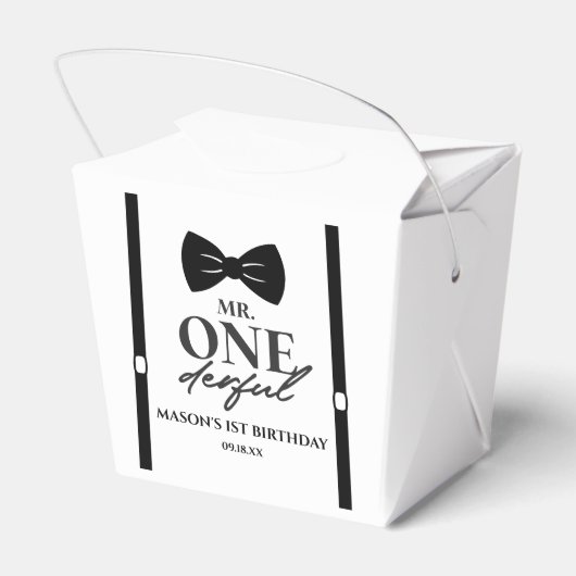 Mr ONEderful Bowtie Eerste 1e verjaardagsfeestje Bedankdoosjes (Achterkant)
