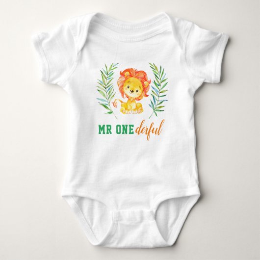 Mr. Onederful Eerste 1e Verjaardag Wild One Lion Romper (Voorkant)