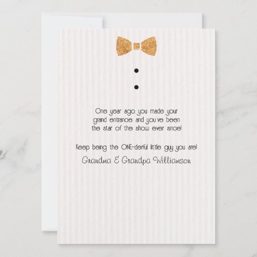 Mr. ONEderful eerste verjaardag flat Kaart (Achterkant)