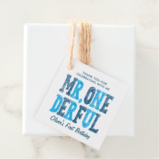 Mr Onederful eerste verjaardag foto dank u Bedankjes Labels (In situ)