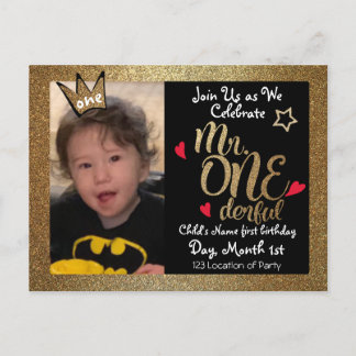 Mr Onederful eerste verjaardag nodigt uit Uitnodiging Briefkaart