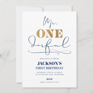 Mr. ONEderful First Birthday Photo Invitation