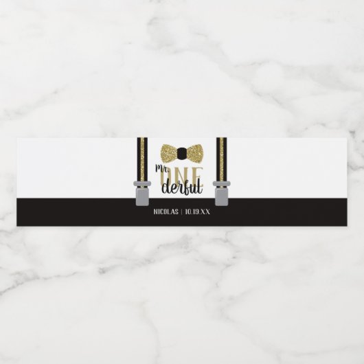 Mr. ONEderful Flessenwikkelaar met Bow-Stropdas Waterfles Etiket (Enkel label)