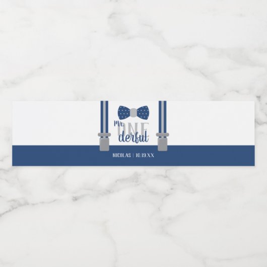 Mr. ONEderful Flessenwikkelaar met Bow-Stropdas Waterfles Etiket (Enkel label)