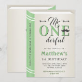 Mr Onederful Green Mustache 1e eerste verjaardag Kaart (Voorkant / Achterkant)