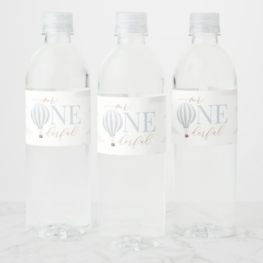 Mr Onederful Heete Luchtballon 1e Verjaardag Waterfles Etiket (Flessen)