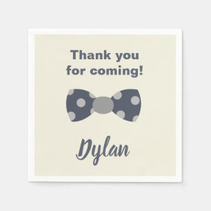 Mr. Onederful marine en grijs boog stropdas Servet