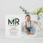 MR Onederful Modern Tropical 1st Verjaardag Foto Kaart (Staand voorkant)