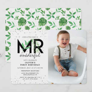 MR Onederful Modern Tropical 1st Verjaardag Foto Kaart