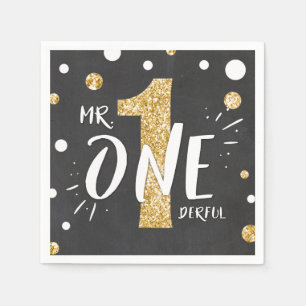 Mr Onederful Papier Servetten Jongen Zwart Goud