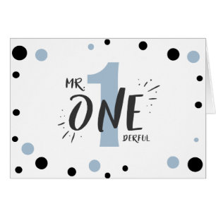 Mr Onederful Party Dank u Card Boy Blue