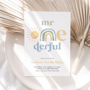 Mr Onederful Sun Rainbow Boys 1e verjaardag Kaart