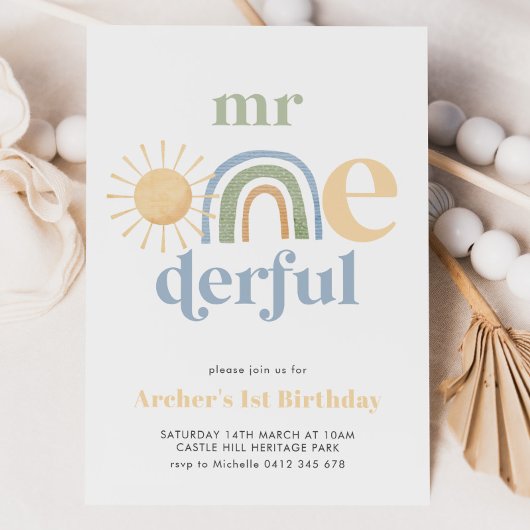 Mr Onederful Sun Rainbow Boys 1e verjaardag Kaart