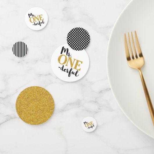 Mr. ONEderful Tafel Confetti in Zwart en Goud (Groep)
