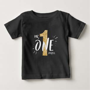 Mr Onederful verjaardag T-shirt Jongen Zwart Goud