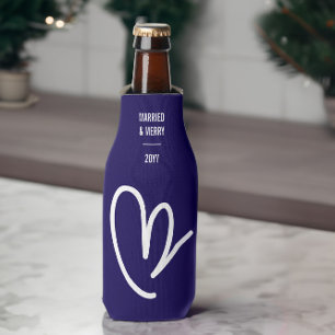 Mr Pas getrouwd Custom Text Blue Bottle Cooler