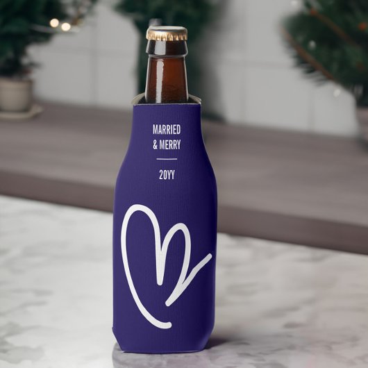 Mr Pas getrouwd Custom Text Blue Bottle Cooler