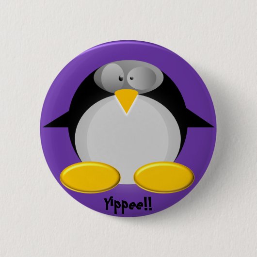 Mr Penguin...Yippee! Ronde Button 5,7 Cm (Voorkant)