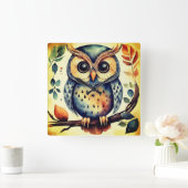 Mr. Primitive Owl Vierkante Klok (Huis)