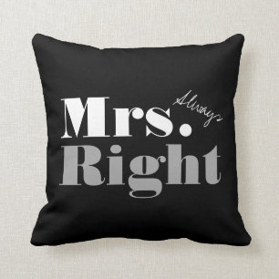 Mr. Right en Mrs. Altijd rechts gooien kussen